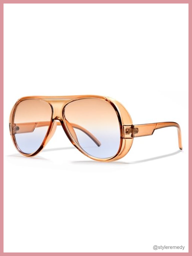 Oversized Retro Square Aviator Sunglasses Uv400 Lightweight Streetwear Fashion